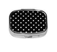 White Black Polka Dot,Meta Pill Box 2 Compartment Medicine Case,Portable Organizer