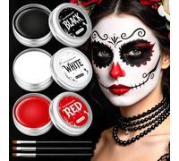 White Black Red Face Paint, Professional Face Painting Kit SFX Makeup for Zombie, Vampire & Clown Looks, Creamy Long-Lasting Formula for Kids & Adults, Easily Washable (Black, White & Red Kit/150g)