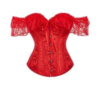 White Black Red Waist Bustier Tops Overbust corset Women Lace Short Sleeve Corset