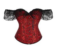 White Black Red Waist Bustier Tops Overbust corset Women Lace Short Sleeve Corset