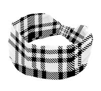 White Black Scottish Plaid Headbands for Women, Wide Turban Headband, Non Slip Head Wraps, Elastic Sweat Yoga Workout Hairband Soft Hairwrap Bandana