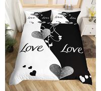 (White Black, Single(No Comforter)) Homewish Rose Theme Double Bedding Set For Adults Men Women,Yellow Roses Flowers Comforter Cover Romantic Valentine'S Day Duvet Cover Botanical