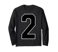 White Black Sports Team Number #2 Long Sleeve T-Shirt