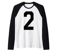 White Black Sports Team Number #2 Raglan Baseball Tee