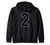 White Black Sports Team Number #2 Zip Hoodie