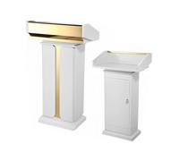 White & Black Stainless Steel Podium Stand with Storage Small Reception Desk for Church Pulpit Conference Classroom Wedding Modern Design & Stylish