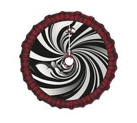 White Black Swirl Design Christmas Tree Skirt Lace-up Buffalo Plaid Vintage Xmas Tree Skirts Mat for Merry Christmas Tree Decorations Home Holiday Party