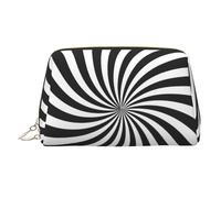 White Black Swirl Design Printed Cosmetic Organizer, Shockproof Beauty Case Featuring Wide Zipper Opening for Travel