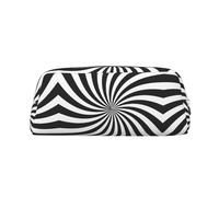 White Black Swirl Design Printing Leather Pencil Pouch Pen Case Elegant and Practical Bag for Students Perfect for Office School