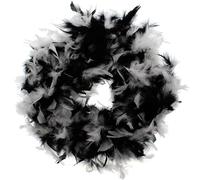 WHITE & BLACK TIPS 180cm 85g Feather Boa Necklace Feathers Fluffy Burlesque 1920s Charleston Flapper Fancy Dress Party Festival Accessory