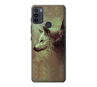 White Black Wolf Case Cover For Motorola Moto G50
