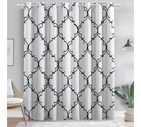 White Blackout Curtains, Simple And Elegant Moroccan Tile Lines Printed Energy Noise Reducing Sliding Curtains for Bedroom Adult Kids Room, 29 x 66 Inch Grommet Thermal Drapes, 2 Panels