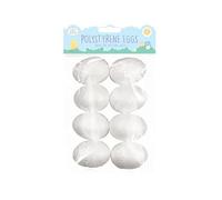 White Blank Polystyrene Eggs, 8 Pack (6 cm x 4 cm) - Durable & Paintable, Ideal for Arts & Crafts, Home Gift, Easter Decorations, & More