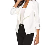 White Blazer For Women Oversized | Ladies Blazer Cardigan Turndown Collar-Women Blazer Jacket Uk Size 20-24 Ladies 3/4 Ruched Sleeve Suit Bla Women'S Suit Jackets & Blazers Petite White Suit Jacket