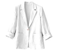 White Blazer for Women UK Work Clothes Women Smart Jackets for Older Ladies Summer Outerwear Office Wear Business Wedding Party Coat Size M