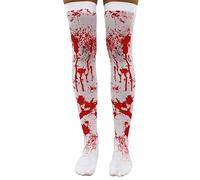 White Blood Stained Stockings Halloween Fancy Dress Costume Accessory - Ladies Bloody Hold Up Tights Ideal for Zombie Schoolgirl, Sexy Fancy Dress -available in One Size