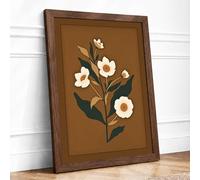 White Bloom Botanical Framed Wall Art Print A4 Walnut | Ready to Hang, Premium Gi Paper, Fade-Resistant Inks, Securely Packaged, UK Made