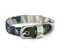 White Blooms Blue Butterflies Dog Collar Adjustable Soft and Comfortable Puppy Collars with Metal Buckle Pet Collar for Small Medium Pet