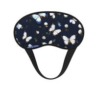 White Blooms with Blue Butterflies Print Adjustable Eye Cover for Sleeping, Comfortable, Pressure-Free and Breathable Sleeping Masks