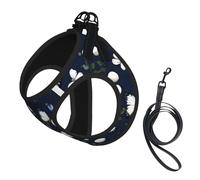 White Blooms With Blue Butterflies Print Dog Harness Leash Set Reflective Pet Harness Puppy Vest Suitable Dogs Cats Small Breeds