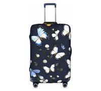 White Blooms with Blue Butterflies print Luggage Protective Covers Luggage Sleeves Luggage Decorative Covers, Zip Luggage Covers, White, M
