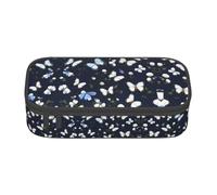 White Blooms with Blue Butterflies print unisex pencil pouch, versatile stationery storage bag for office, travel or makeup