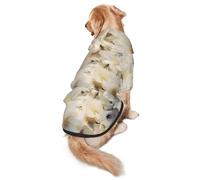 White Blossom Dog Hoodie for Medium Large Dogs, Warm Soft Pet Sweatshirt, Easy to Wear Jumper Clothes