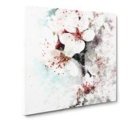White Blossoms Watercolour Canvas Print | Gallery Wrapped 30mm Frame Wall Art | 14x14 inches | Ready to Hang | Modern Picture | Living Room Bedroom Lounge Office