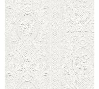 White Blown Paintable Wallpaper Geometric Bark Speckle Square Stripe Panel