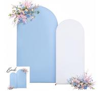 White Blue Arch Backdrop Covers 7.2FT 6FT Party Wedding Arch Covers Stretchy Backdrop Set of 2 Baby Shower Bridal Shower Photo Birthday Spandex Baby Blue Arch Cover
