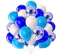 White Blue Balloons 10inch Light-Blue Balloons Confetti Balloons Pack of 30 Combo Balloon Set Latex Balloons for Birthday Wedding Baby Shower Anniversary Decoration