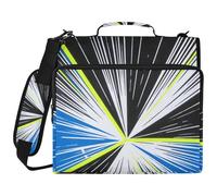 White Blue Black Light Abstract 1.5 Inch 3 Ringing Sturdy Zipper Binder with Handle and Removable Shoulder Strap Includes Zip Pocket Document Organizer Bag for Office School Carpeta de cremallera