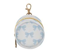 White Blue Bow Baby Girl Pacifier Holder with Zipper and Clip Key Chain Wallet, Everything Storage pouching Tapas para chupones de