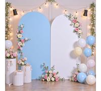 White Blue Chiara Arch Backdrop Cover Set of 2-7.2ft 6ft Wedding Arch Covers, Wrinkle Free Stretchy Spandex Arch Stand Cover for Birthday Party Baby Shower Photo Photography Background
