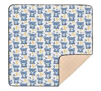 White Blue Cute Bears Cute Foldable Baby Playmat for Indoor Outdoor Comfortable Tummy Time & Crawling Mat for Baby Toddler Infant, 50'' x 50''
