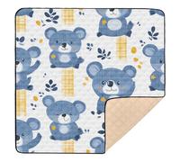 White Blue Cute Bears Soft Foam Baby Playmat for Indoor Outdoor Washable Foldable Kicking Mat for Baby Kids Toddlers Infants, 50'' x 50''tapete para juegos de