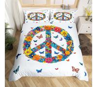 (White Blue, Double(No Comforter)) Homewish Paris Bedding Set Romantic Eiffel Tower Painting Comforter Cover,Fall Leaves Cityscape Duvet Cover Double Paris Gifts Bed Set for Woman