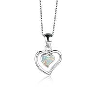 white blue fire opal heart pendant necklaces for womenbirthstone necklace gift