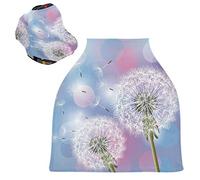 White Blue Fly Dandelion Stretchy Baby Car Seat Cover,Canopy Nursing Covers,Soft Breathable Windproof Scarf Changepad for Winter Infant Breastfeeding Boys