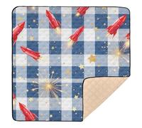 White Blue Gingham Pattern Soft Foam Baby Gym & Activity Mat for Indoor Outdoor Comfortable Baby Kick Crawling Mat for Babies Infants Toddlers, 50'' x 50''