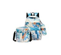 White Blue Label 3-in-1 Backpack Set for School | White Blue Label Print, Waterproof Nylon, Complete Bag Kit