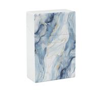 White Blue Marble Cigarette Case Waterproof Cigarette Holder Plastic Cigarettes Box Retro Cigar Boxes Cigarettes Smoking Accessories Ideal Gift for Smoker 20 Capacity