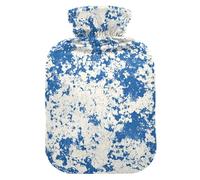 White Blue Mottled Retro Water Bottle for hot Water with Soft Cover, 1L Warm Compress for Hand Feet Warmer,Menstrual Cramps,bolsas de agua Caliente para Dolores