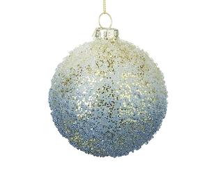 White & Blue Patterned Glass Bauble by Heaven Sends