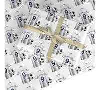 White & Blue Personalised Football Shirt Wrapping Paper Custom Birthday Gift Wrap - For Him Mens Dad Father's Day Christmas Boys Kids Adult - Any Name & Number - 1 Sheet (50cm x 65cm)