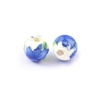 White/Blue Porcelain Plain Round Beads 10mm Pack Of 10