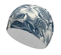 White Blue Style Swim Cap for Women Men Swimming Hat Bath Waterproof Pool Caps for Long Thick Curly Hair