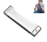 White,Blues Harmonica in C,Harmonicas for Adults,Diatonic 10 Holes 20 Tones Mouth Organ Key of C Stainless Steel Mini Blues Harm/onica,Harmonica Key of C,Thanksgiving Xmas Easter Gift for Music Lovers