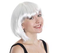 White Bob Wig I Love Fancy Dress White 3 Pack