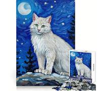 White Bobcat Under Night Sky Teenagers 1000 Piece Jigsaw Puzzle Focus Training Leisure Activity Tight Join Thoughtful Gift (50x75cm)